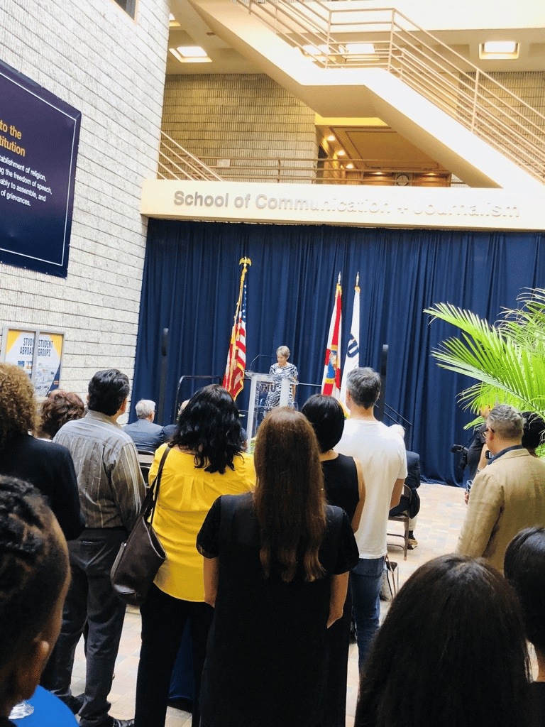 Carole Ratcliffe speaking at FIU ceremony