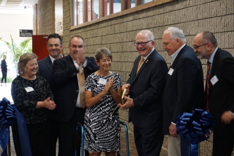 Carole Ratcliffe officiating in FIU Ribbon Cutting Ceremony